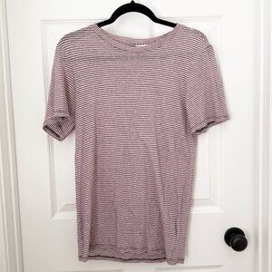 Women Andrian Goldschmied Crew Neck Striped T-Shirt in Red Size Large